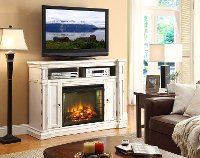 Distressed White 60 Inch Fireplace TV Stand - New Castle-5