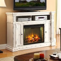 Distressed White 60 Inch Fireplace TV Stand - New Castle-7