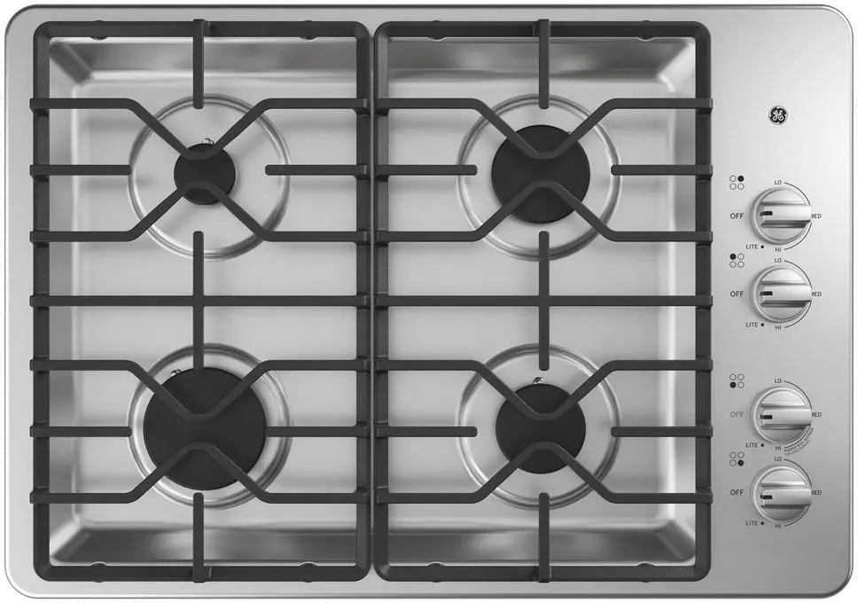 JGP3030SLSS GE 30 Inch Gas Cooktop with 4 Sealed Burners - Stainless Steel-1