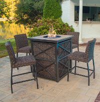 5 Piece Fire Pit Bar Height Patio Set - Franklin