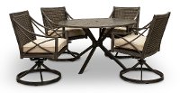 Brown 5 Piece Round Table Patio Dining Set - Davenport