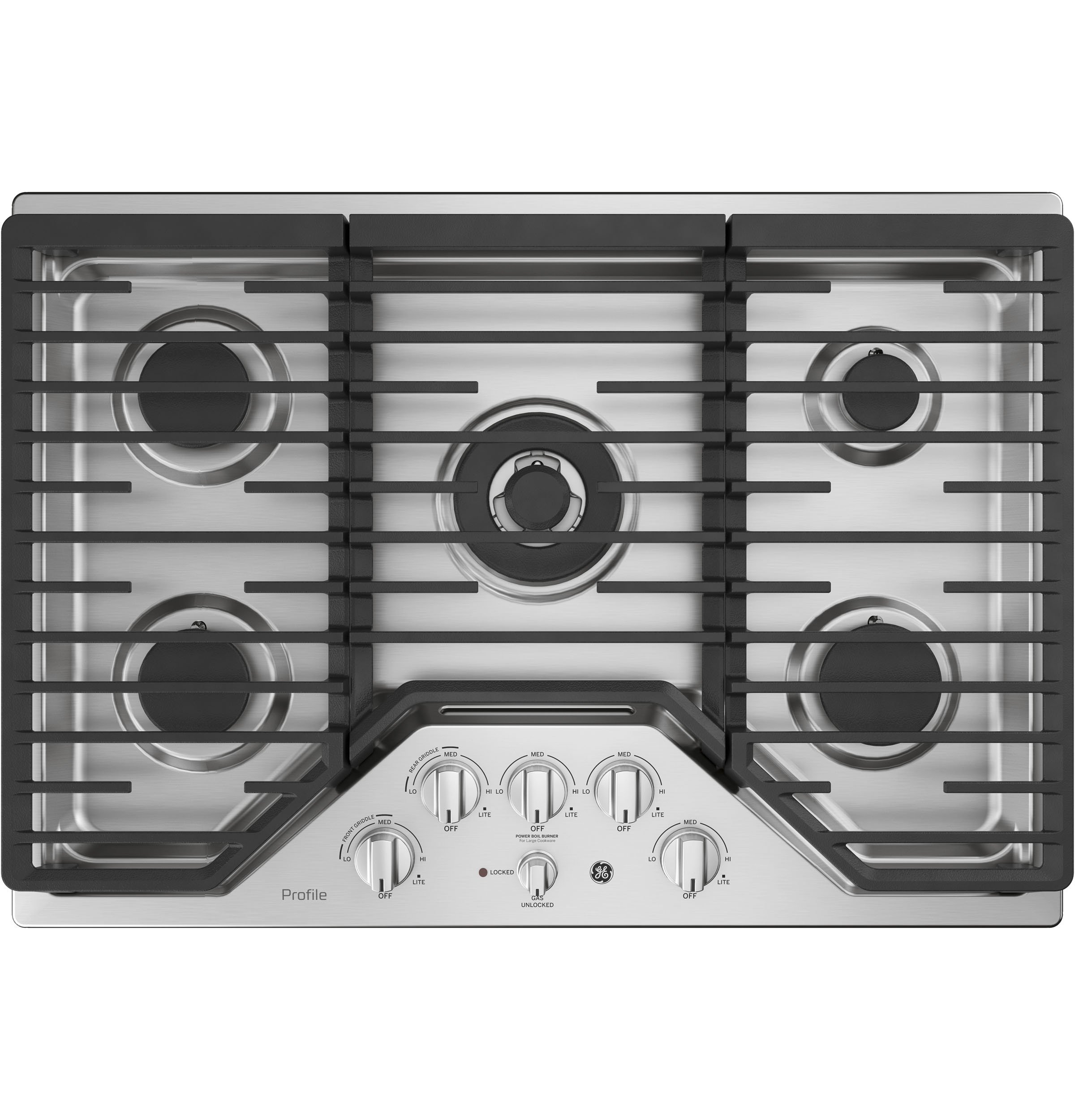 PGP9030SLSS GE Profile 30 Inch 5 Burner Gas Cooktop - Stainless Steel-1
