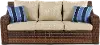 Tortola Wicker and Linen Outdoor Patio Sofa