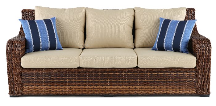 Tortola Wicker and Linen Outdoor Patio Sofa