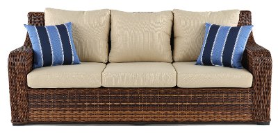 Wicker and Linen Outdoor Patio Sofa - Tortola