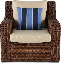 12C057AW1/LINEN/CH Wicker and Linen Outdoor Patio Chair - Tortola