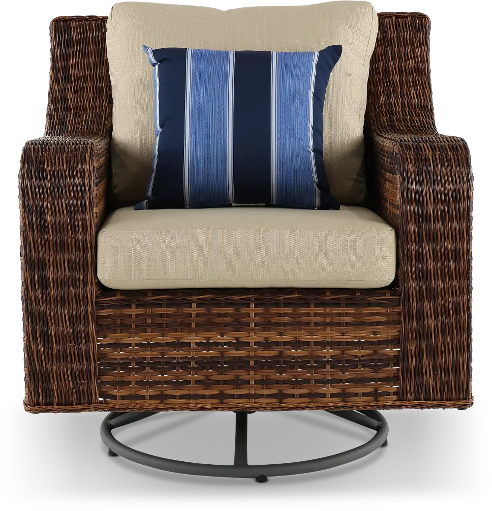 Tortola Swivel Linen Outdoor Patio Wicker Chair-1