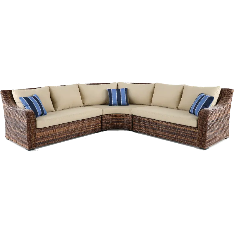 Tortola Wicker and Linen Outdoor Patio Sectional Sofa