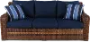 Tortola Wicker and Navy Outdoor Patio Sofa