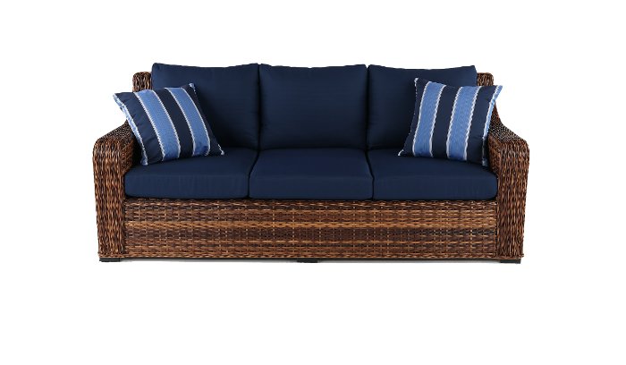 Tortola Wicker and Navy Outdoor Patio Sofa
