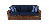 Wicker and Navy Outdoor Patio Sofa - Tortola