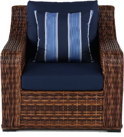 Wicker and Navy Outdoor Patio Chair - Tortola