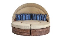 PARANA/LINEN/SUNBED Wicker and Linen Outdoor Patio Sunbed - Tortola