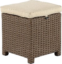 Wicker and Linen Patio Ottoman - Arcadia