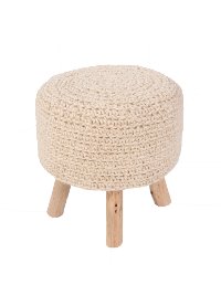 WES01 Hand Woven Wool Stool on 3 Wooden Legs
