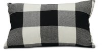 Black and White Buffalo Plaid Rectangle Throw Pillow