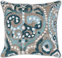Mina Mallard Green and Multi Color Linen Throw Pillow