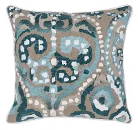 Mina Mallard Green and Multi Color Linen Throw Pillow