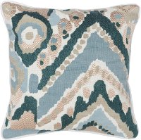 Cece Mallard Green and Multi Color Linen Throw Pillow