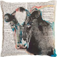 Cream 20 Inch Cow Throw Pillow