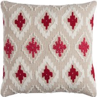 Natural and Red Textured 20 Inch Throw Pillow