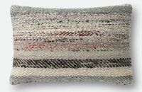Gray and Multi Color Stripe Rectangular Throw Pillow