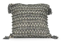 22 Inch Gray Throw Pillow with Tassels