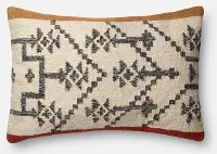 P4022 Camel and Rust Wool Rectangular Throw Pillow