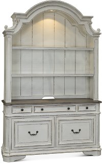 Antique White Cabinet with Hutch - Magnolia Manor-8