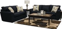 Casual Contemporary Dark Blue 2 Piece Living Room Set - Hannah