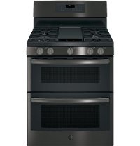 JGB860BEJTS GE 30 Inch 6.8 cu. ft. Free-Standing Gas Double Oven Convection Range - Black Stainless Steel