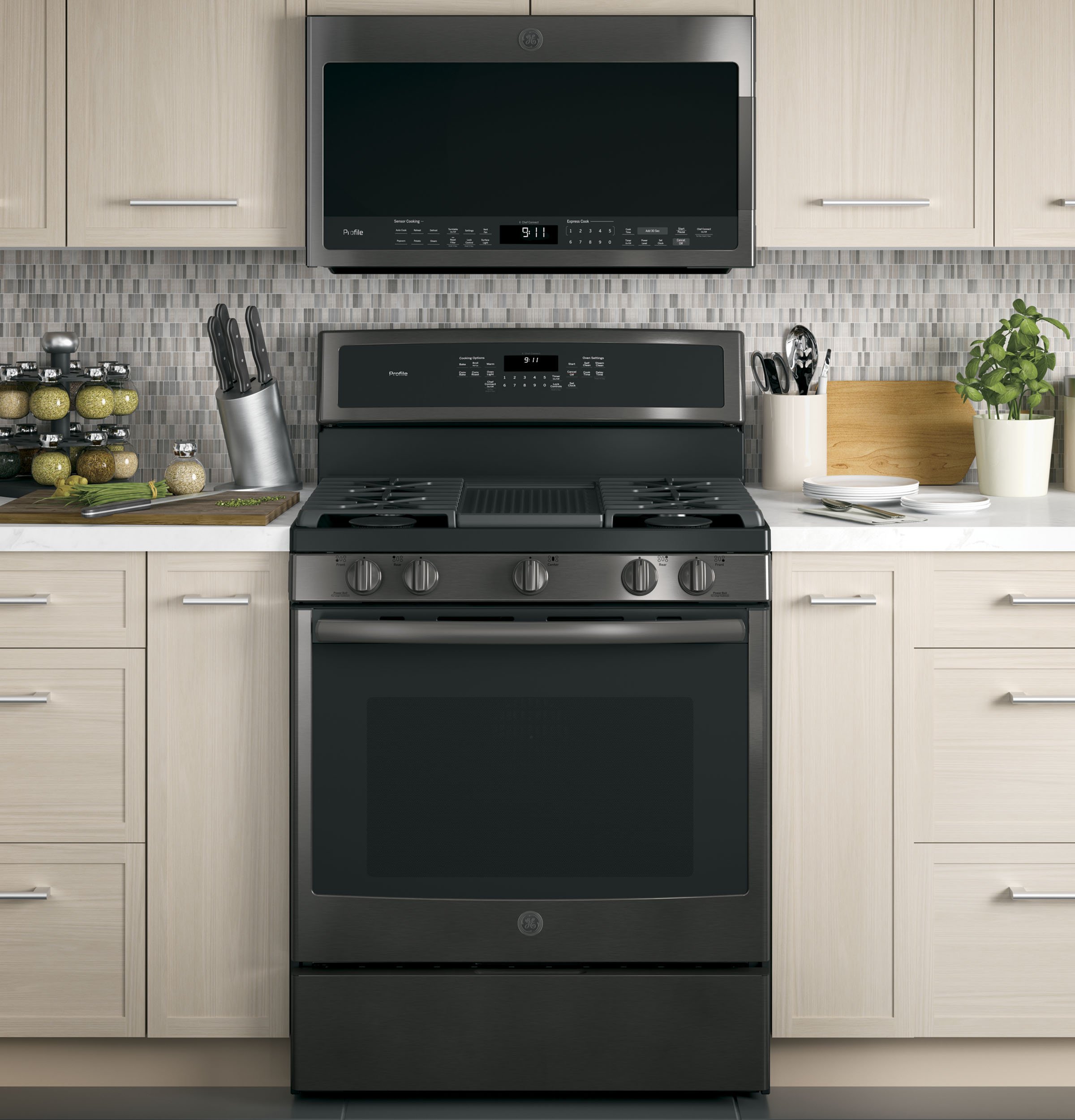 PVM9005BLTS GE Profile Series 2.1 Cu. Ft. Over-the-Range Sensor Microwave Oven - Black Stainless Steel-2