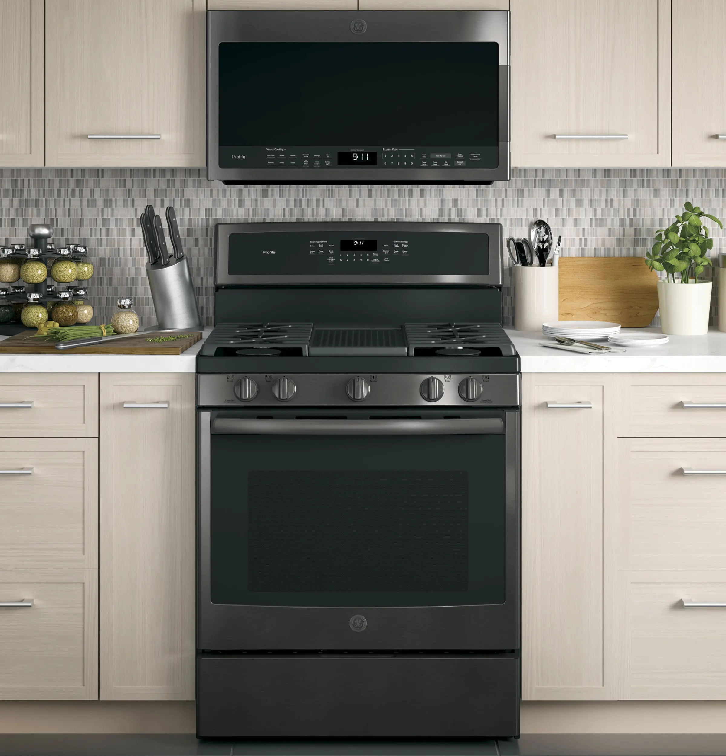PVM9005BLTS GE Profile Series 2.1 Cu. Ft. Over-the-Range Sensor Microwave Oven - Black Stainless Steel-2