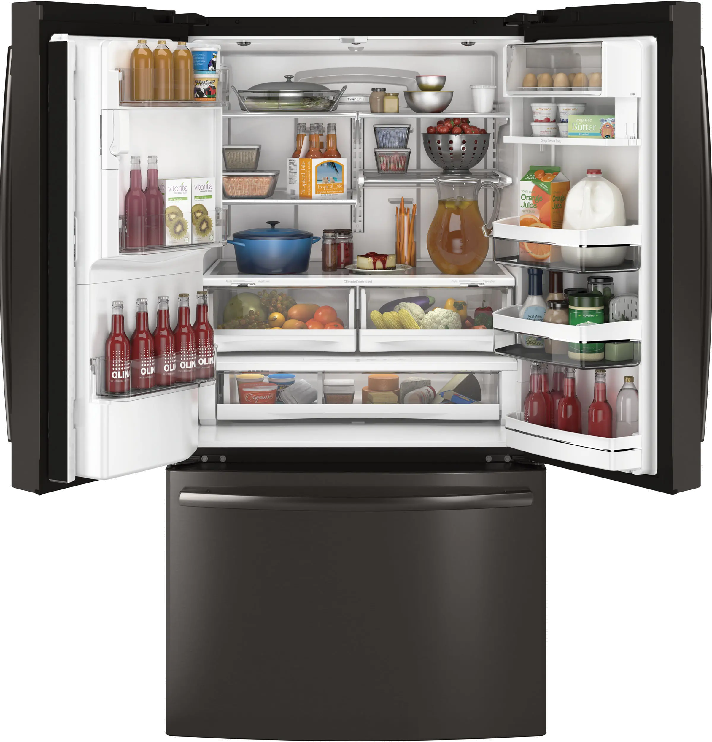 PFE28KBLTS GE Profile 27.8 cu ft French Door Refrigerator - Black Stainless Steel-2