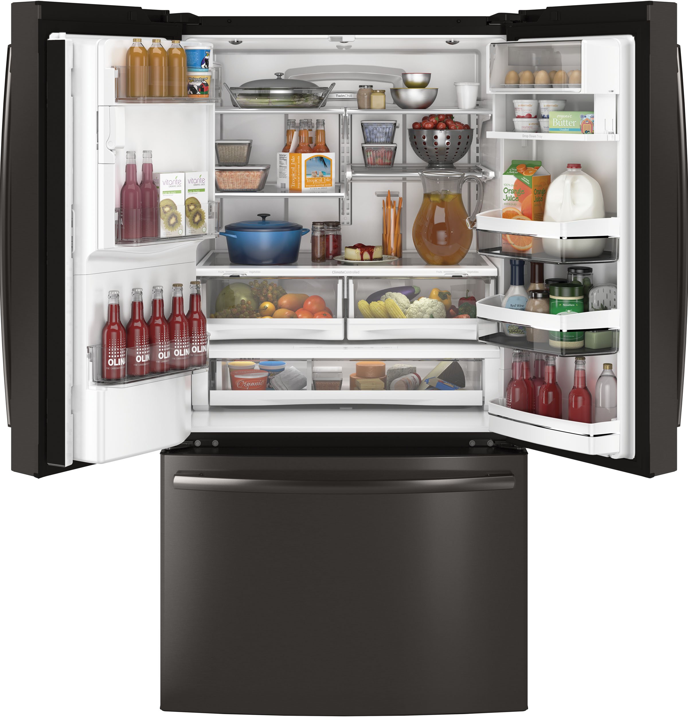 PFE28KBLTS GE Profile 36 Inch French Door Refrigerator - 27.8 cu. ft. Black Stainless Steel-2