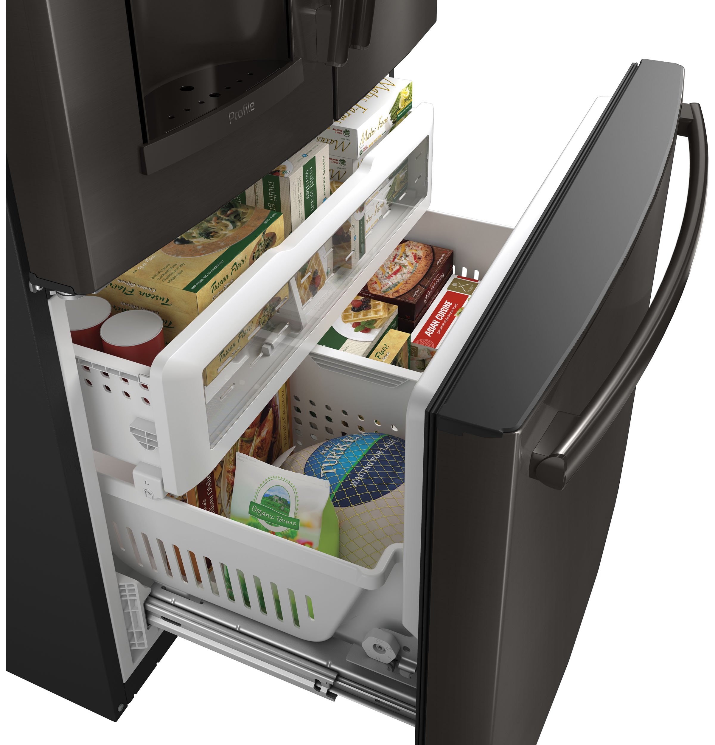 PFE28KBLTS GE Profile 36 Inch French Door Refrigerator - 27.8 cu. ft. Black Stainless Steel-4