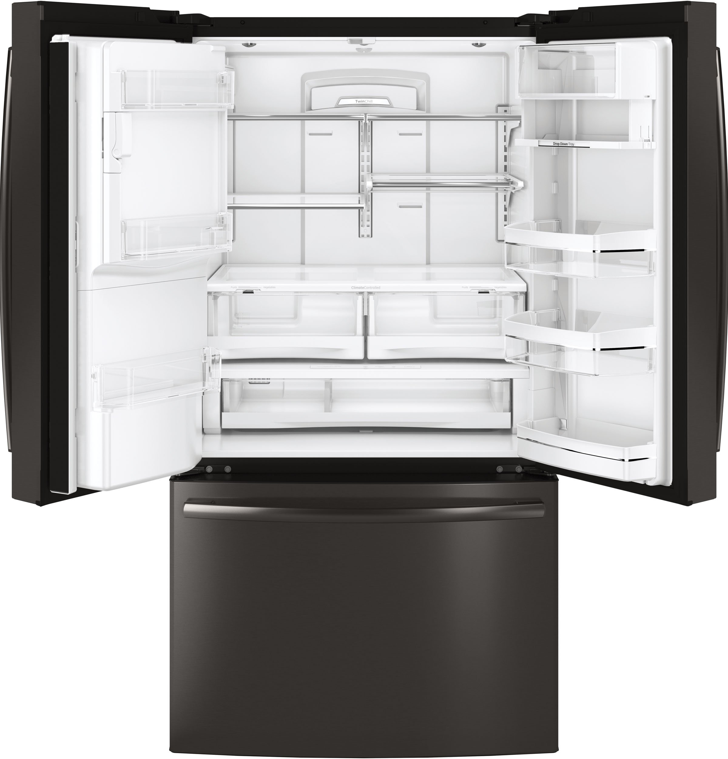 PFE28KBLTS GE Profile 36 Inch French Door Refrigerator - 27.8 cu. ft. Black Stainless Steel-6