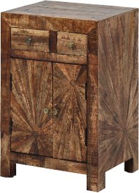 Modern Rustic Sunburst Brown Nightstand - Cayley