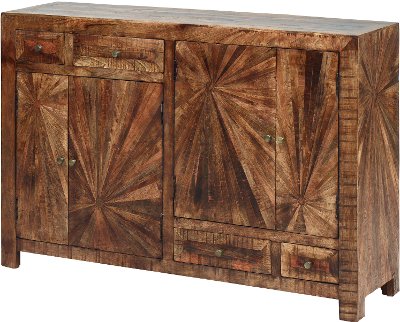 Modern Rustic Sunburst Brown Door Dresser - Cayley