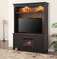 Antique Black 2 Piece Fireplace Entertainment Center - Brighton Hickory