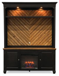 Antique Black 2 Piece Fireplace Entertainment Center - Brighton Hickory-3