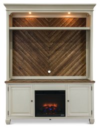 White 2 Piece Classic Fireplace Entertainment Center - Camden
