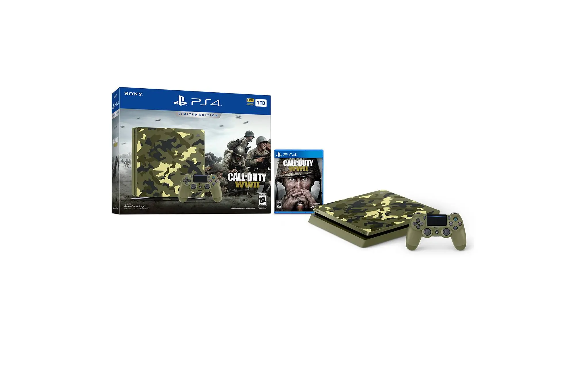 PS4 SCE 302200 PlayStation 4 Limited Edition 1TB Call of Duty:WWII Bundle - Camo-2