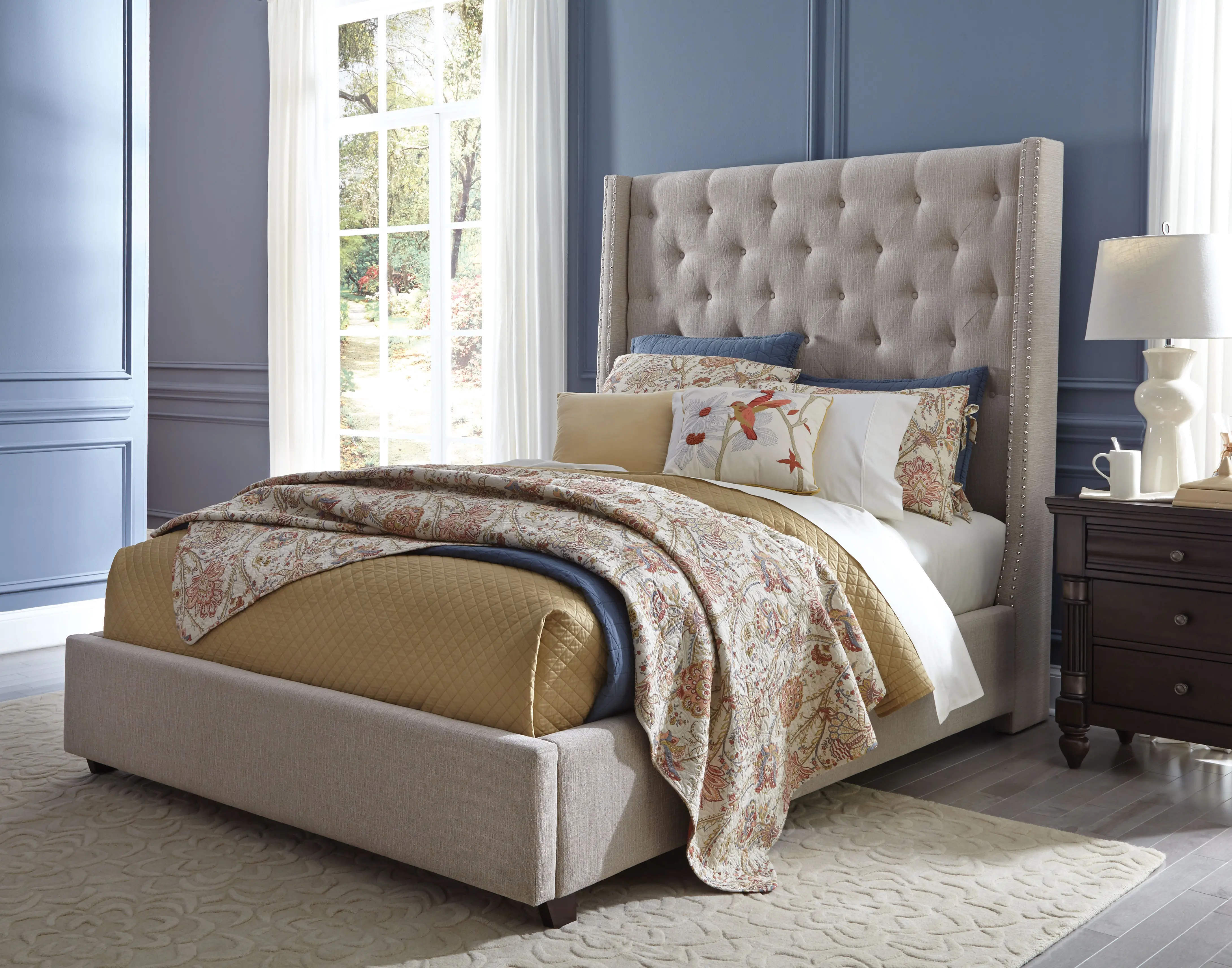 Classic Sand Queen Upholstered Bed - Vinings-1