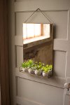 Clearance Brass Finish Rectangle Wall Mirror with Shelf and Chain