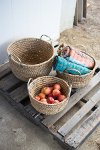 18 Inch Coiled Sea Grass Basket with Metal Handles