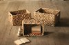 10 Inch Sea Grass Rectangle Chunky Braided Storage Basket with Cut Out Handles