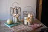 Clearance 10 Inch Antique Brass Leaded Glass Candle Holder