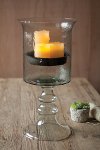 Clearance 24 Inch Glass Candle Cylinder with Metal Insert and Glass Base
