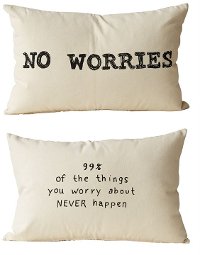 No Worries Cotton Printed Throw Pillow - Reversible